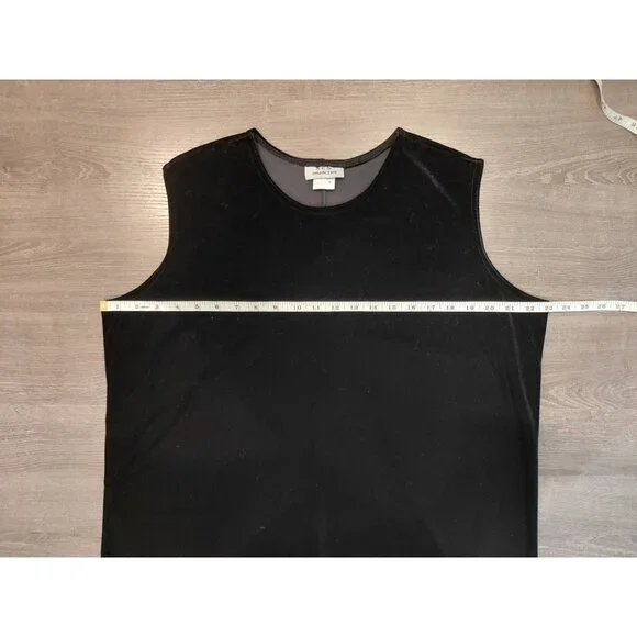 Vtg S&S Collection Velvet Maxi Shift Dress Large Black Sleeveless Long Gothic - Picture 6 of 8